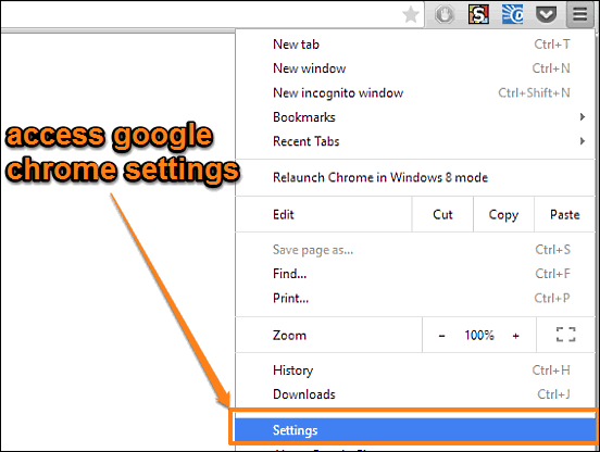 access google chrome settings