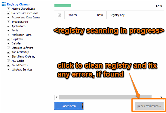 ccleaner registry scan and clean
