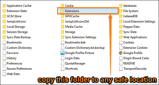 google chrome extensions folder