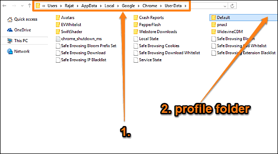 google chrome navigate to profile folder