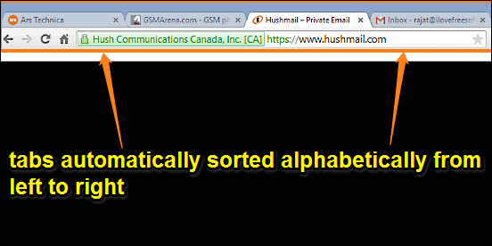 google chrome tabs automatically sorted