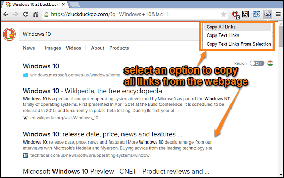 google chrome use copy links