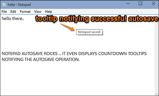 notepad autosave in action