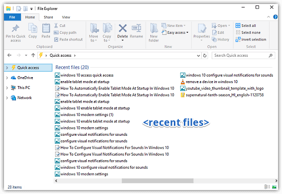 windows 10 view recently accessed files
