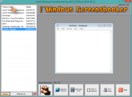 AutoIt Windows Screenshooter- interface