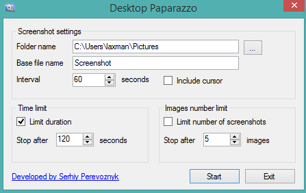 Desktop Paparazzo- interface