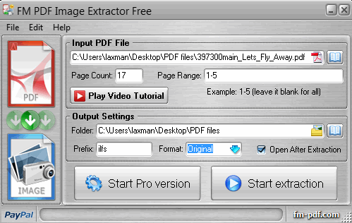 FM PDF Image Extractor Free- interface