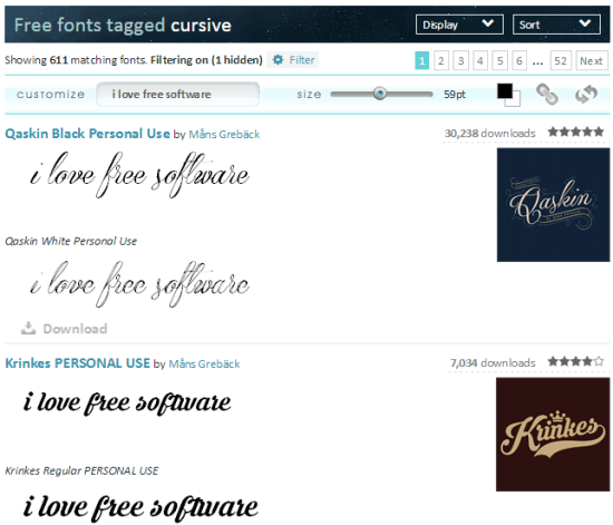 FontSpace free cursive fonts
