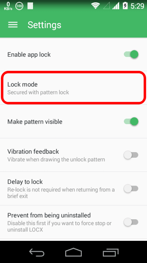 Lock Mode in Locx
