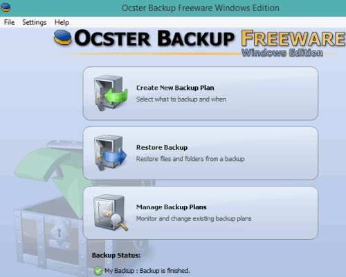 Ocster Backup Freeware Windows Edition- interface