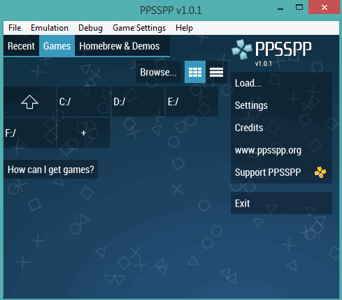 PPSSPP- interface