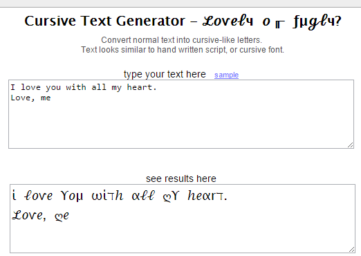 Savant Tools website with cursive text generator