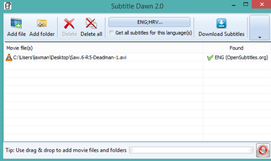 Subtitle Dawn- interface