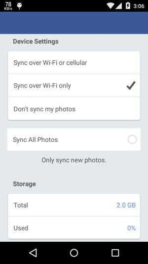 Sync Photos to Facebook - Preferences