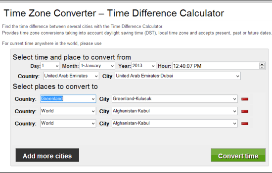 Time Zone Converter- interface
