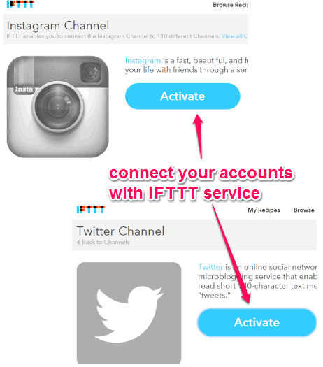 connect your Instagram and Twitter accounts
