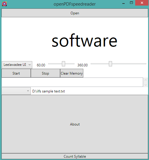 openPDFspeedreader- interface