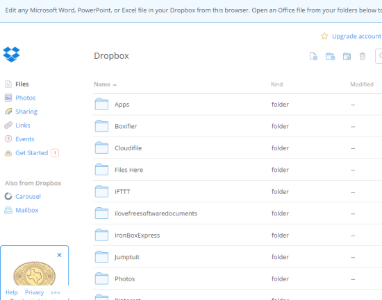 Dropbox- interface