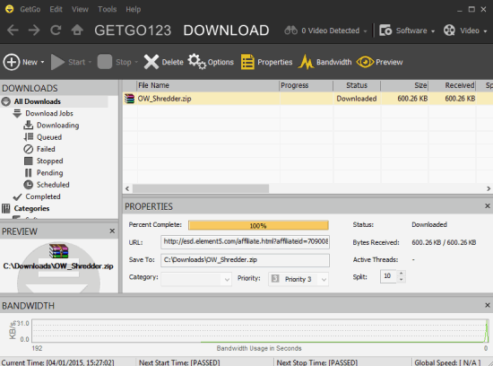 GetGo Download Manager- interface