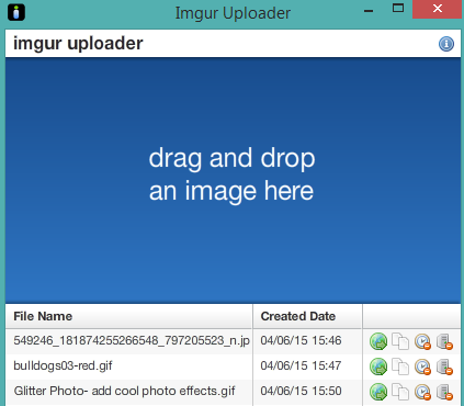 Imgur Uploader software interface