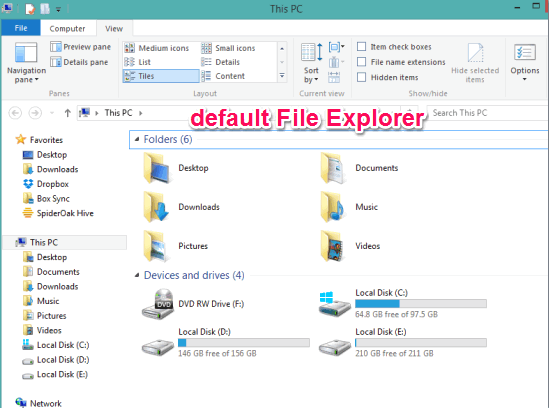 default File Explorer of Windows 8