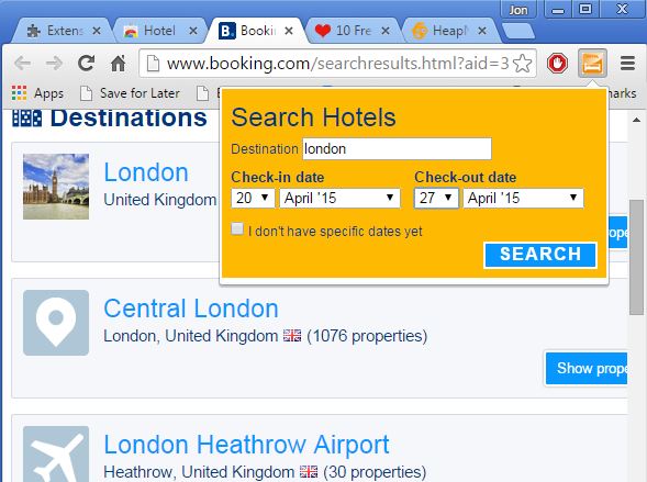 hotel search extensions chrome 2