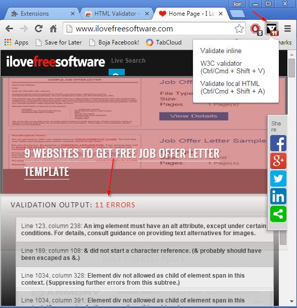 html validator extensions chrome 2