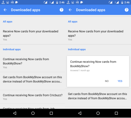 Disable Google Now Cards for Third Party Apps