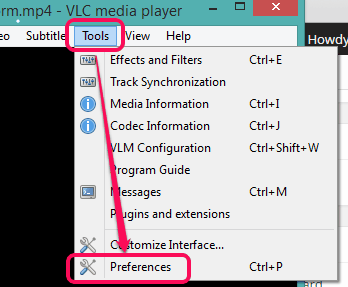 Preferences option