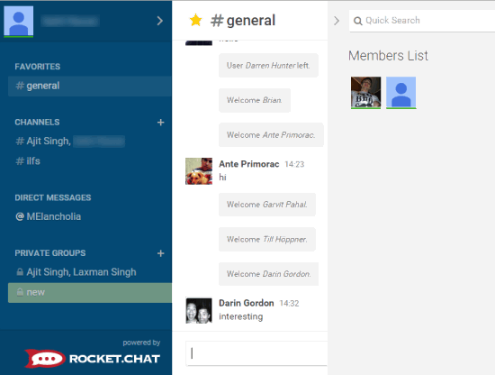 Rocket.Chat web chat service