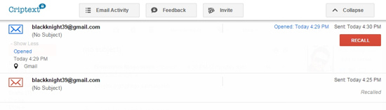 Criptext Email Activity 