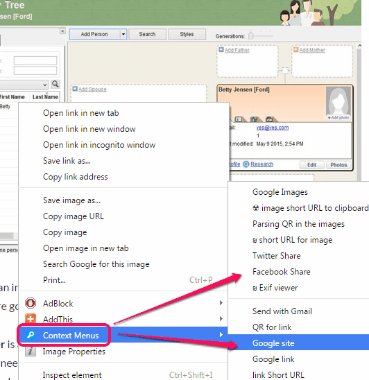 access right-click options for an image
