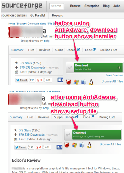 before and after comparison for AntiAdware