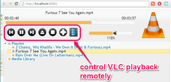 control VLC playback remotely using built-in feature