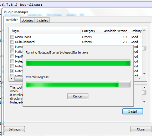 download and installation process of NotepadStarter plugin