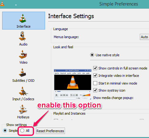 enable All option