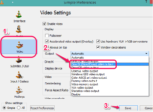 enable DirectX (DirectDraw) video output