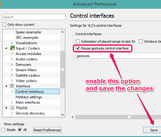 enable Mouse gestures option and save the changes