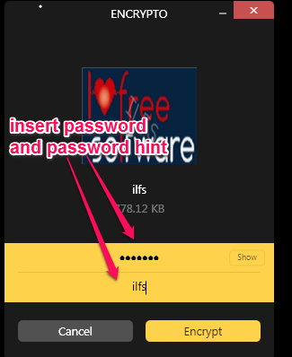 insert password and password hint