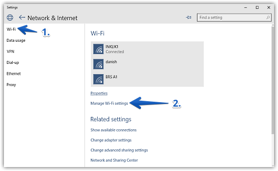 windows 10 access wifi settings