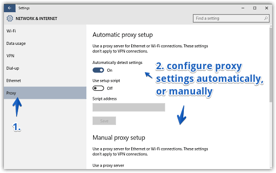 windows 10 configure proxy settings