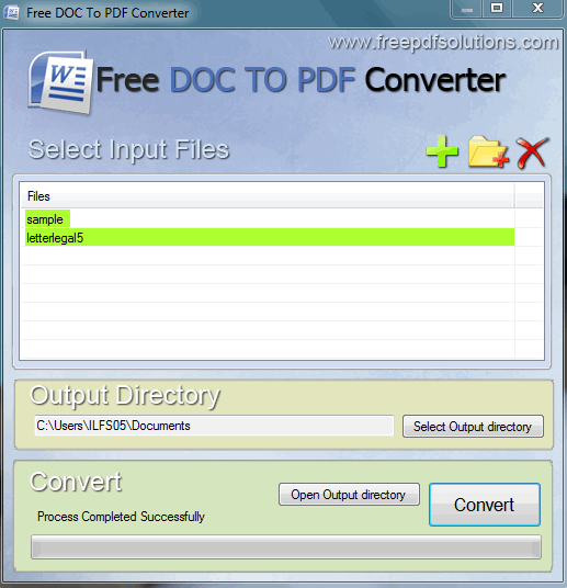Free DOC To PDF Converter- interface