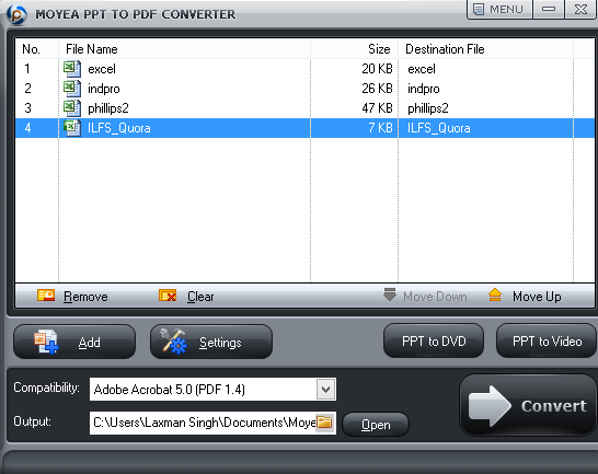Moyea PPT To PDF Converter- interface