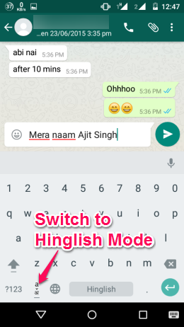 Switch to Hinglish Mode