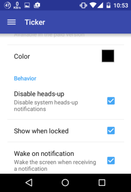 Ticker Notifications Settings