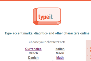 TypeIt- learn how to type accent marks, symbols, and other special characters