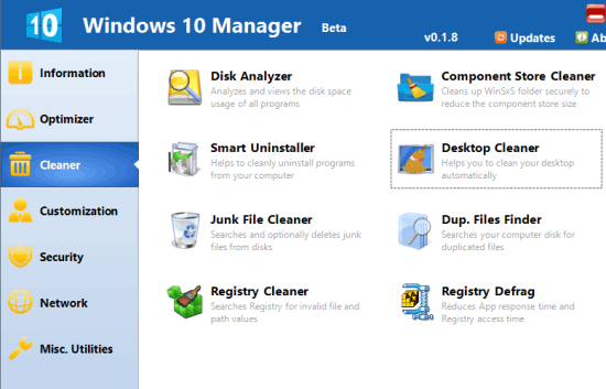 Windows 10 PC cleaner section