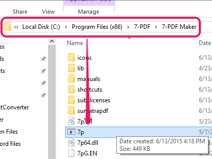 access 7p file from the installation location