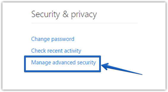 access microsoft account advanced security
