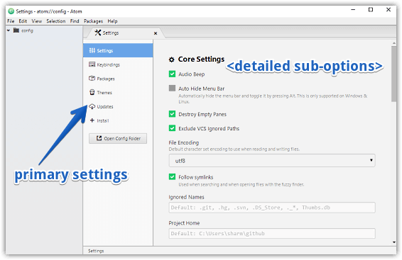 atom settings